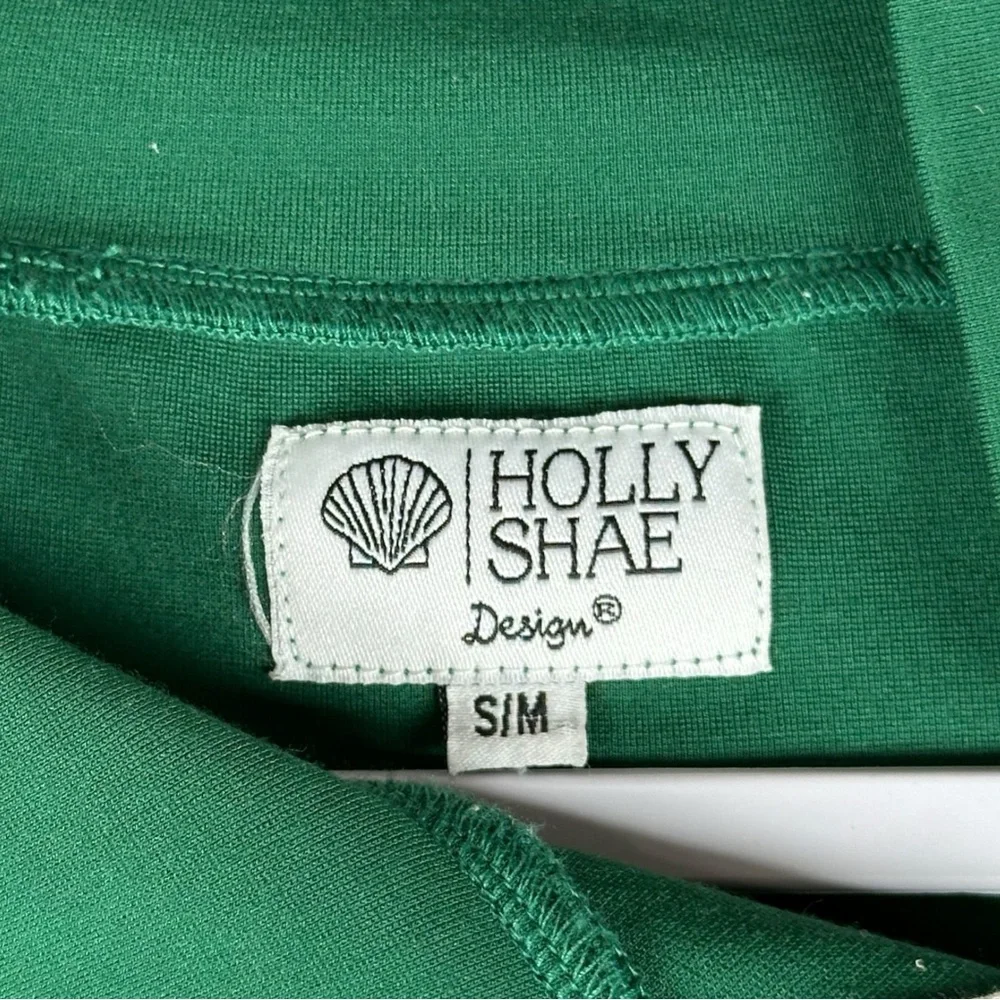 Holly Shae Emerald Green Plaid Trim Holiday Preppy 3/4 Sleeve Top Women Size S/M - Picture 3 of 8